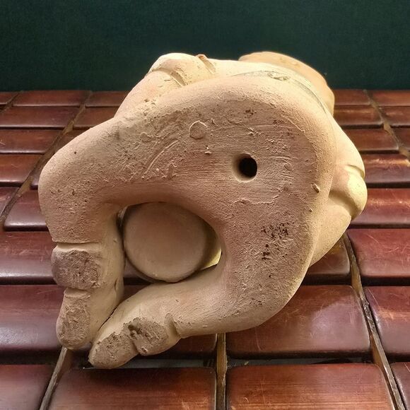 Vintage Mayan Clay Idol Sculpture w/ Offering Bowl 8.5"x4"x4" - Picture 5 of 5